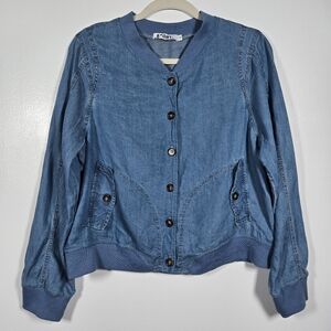 STORY Blue Chambray Lightweight Button Front Shacket Jacket Top Size 2 (Medium)
